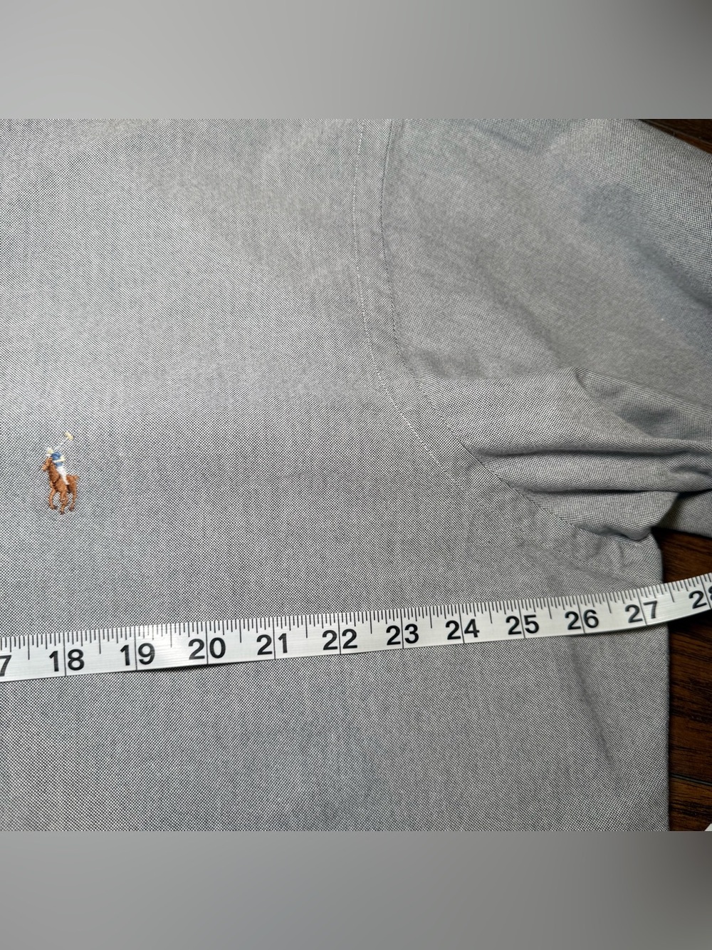 VTG Ralph Lauren Chambray L 16.5 34/35 EUC Flesh Pony Preppy Classic Fit Boxy - Picture 11 of 14